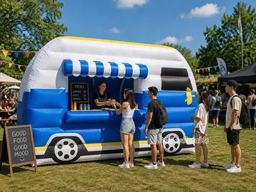 truck themed branded inflatable display rear view
