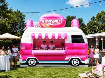 truck themed branded inflatable display rear view
