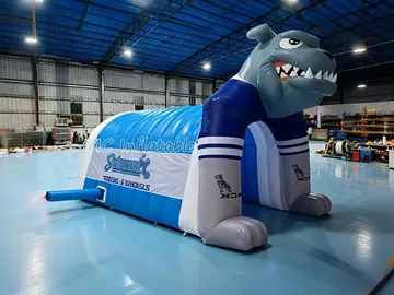 shark themed branded inflatable display detail view