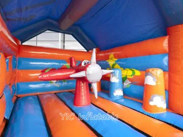 aircraft themed inflatable bounce-and-slide attraction detail view