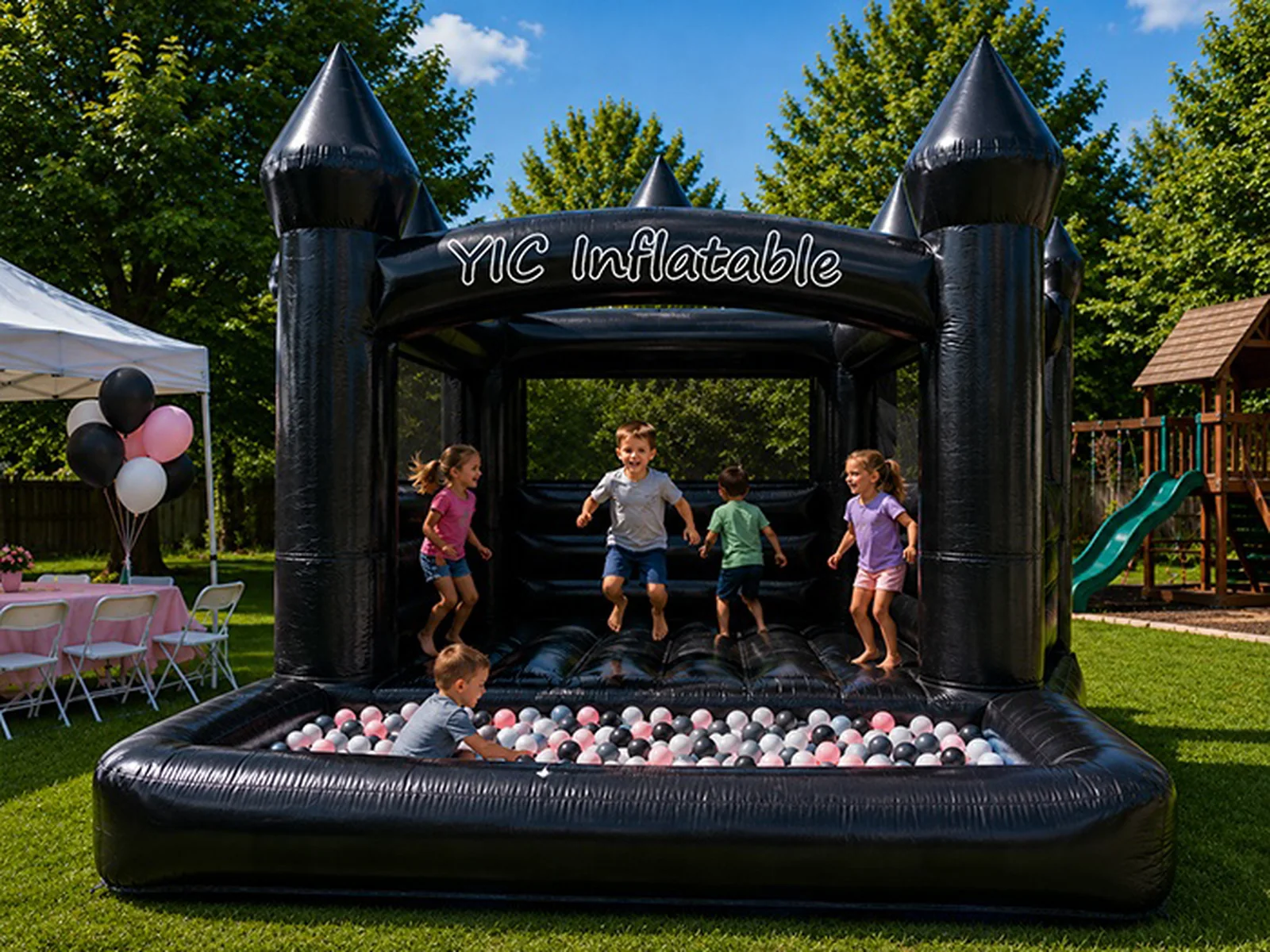 custom inflatable bounce-and-slide attraction front view