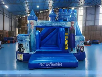 Blue Castle Inflatable Bounce House with Slide play layout