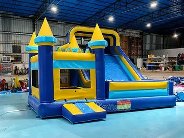 Blue Castle Inflatable Playhouse with Slide side view