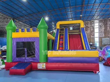 Blue Castle Inflatable Playhouse with Slide play layout