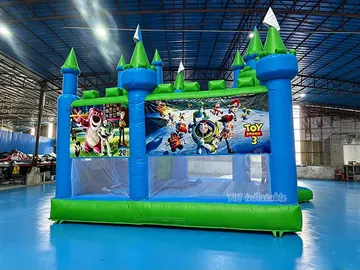 Commercial Blue Printed Castle Bounce House play layout