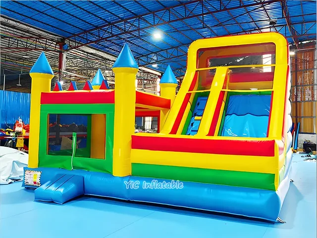 Blue Yellow Inflatable Castle Combo with Slide product image