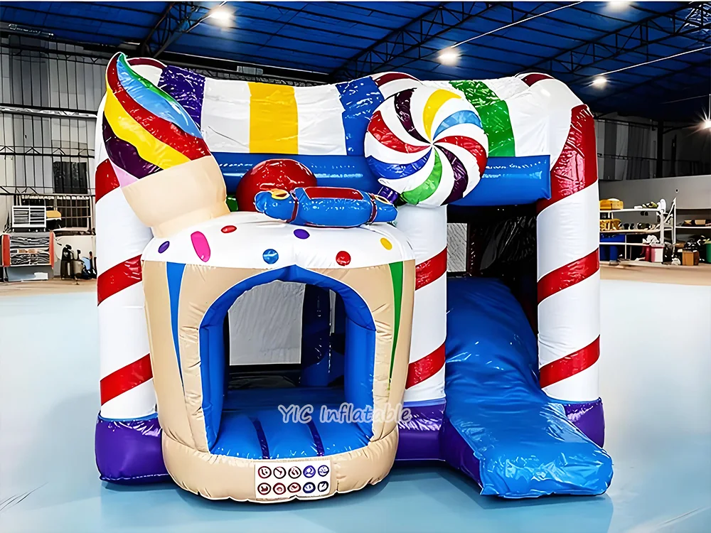 Candyland Bounce House Combo with Pool front view