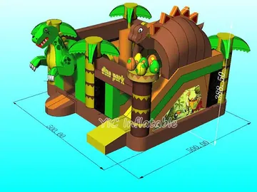 Dinosaur Park Inflatable Bounce House Combo with Slide detail view