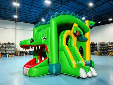 Crocodile Bounce House Combo with Slide front view