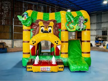 Lion King Inflatable Bounce House Combo with Slide side view
