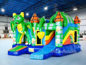 Dragon Inflatable Bounce House Combo with Slide side view