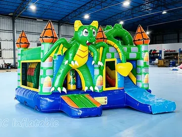 Dragon Inflatable Bounce House Combo with Slide play layout