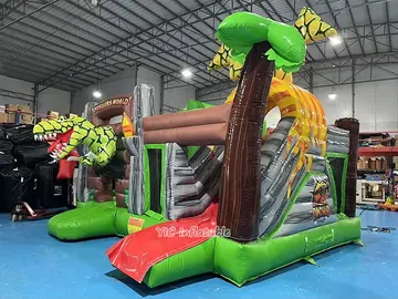 Dinosaur Jumping Castle with Slide play layout