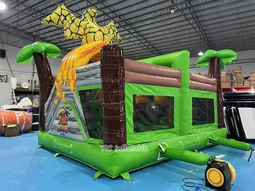 Dinosaur Jumping Castle with Slide detail view