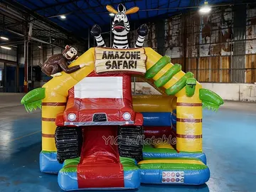 Amazon Safari Inflatable Bounce House Combo with Slide play layout