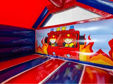Firefighter Inflatable Bounce House Combo with Slide commercial attraction view