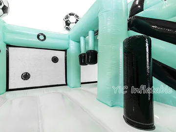 football themed inflatable bounce-and-slide attraction detail view