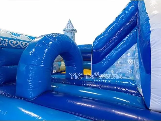 frozen themed inflatable bounce-and-slide attraction detail view