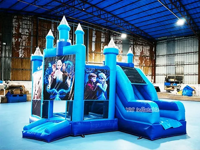 Frozen Themed Blue Bounce House Combo product image
