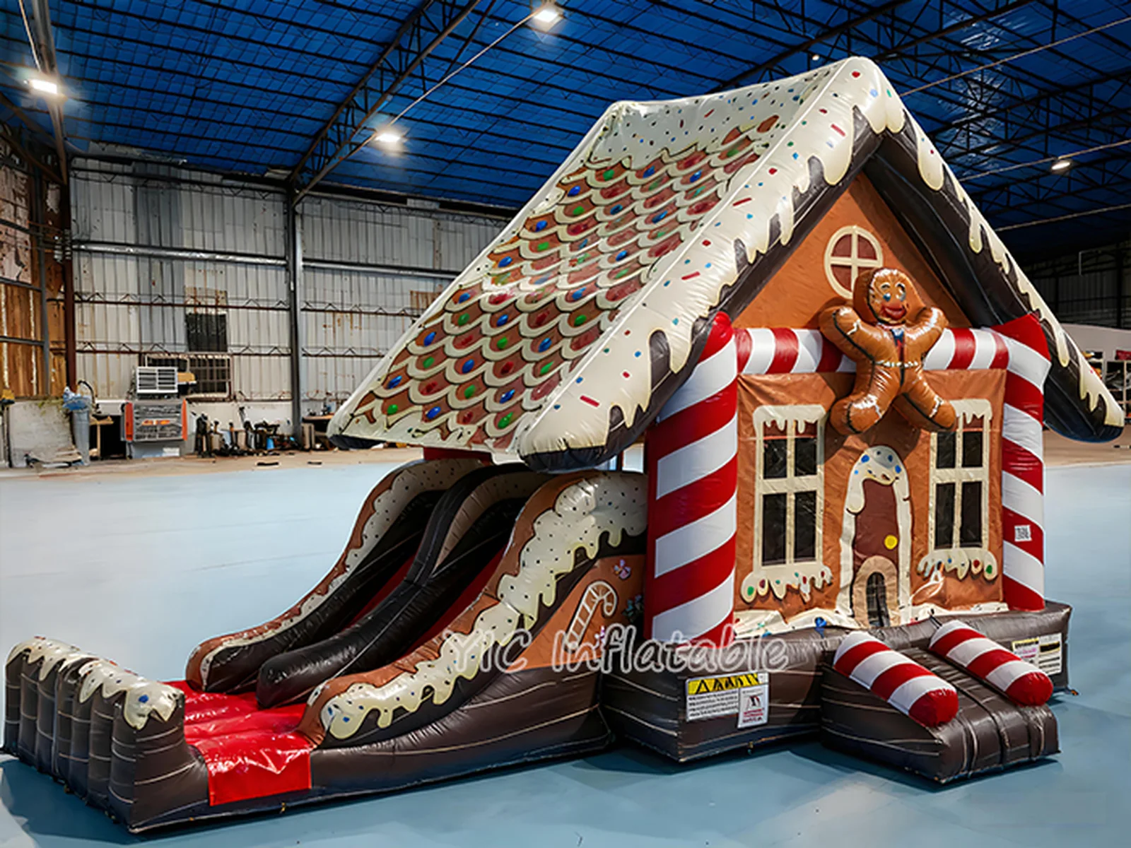 Gingerbread Bounce House with Slide front view