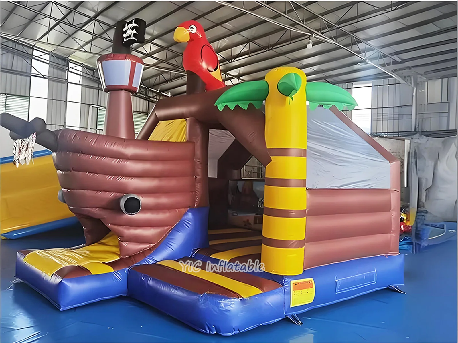 pirate themed inflatable bounce-and-slide attraction front view