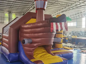 pirate themed inflatable bounce-and-slide attraction detail view