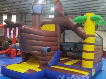 pirate themed inflatable bounce-and-slide attraction detail view
