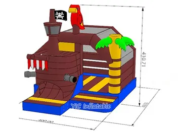 pirate themed inflatable bounce-and-slide attraction detail view