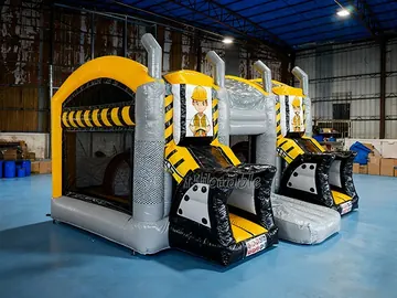 Construction Bounce House with Slide side view