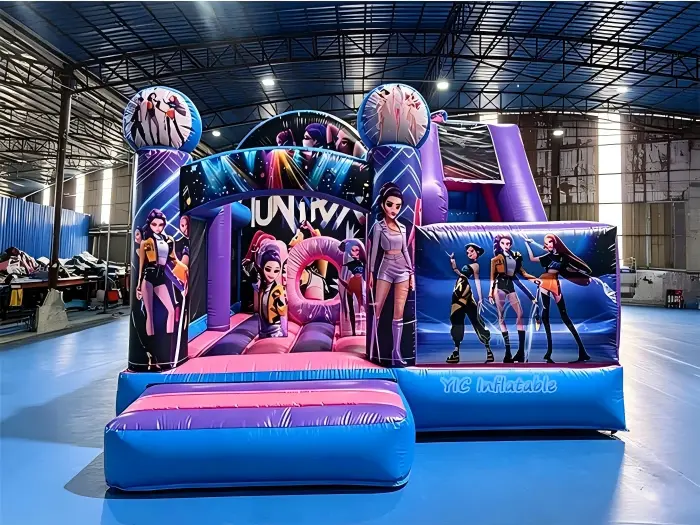 k-pop themed inflatable bounce-and-slide attraction front view