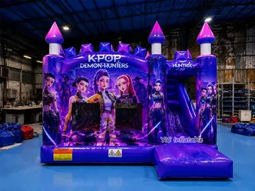 k-pop themed inflatable bounce-and-slide attraction rear view