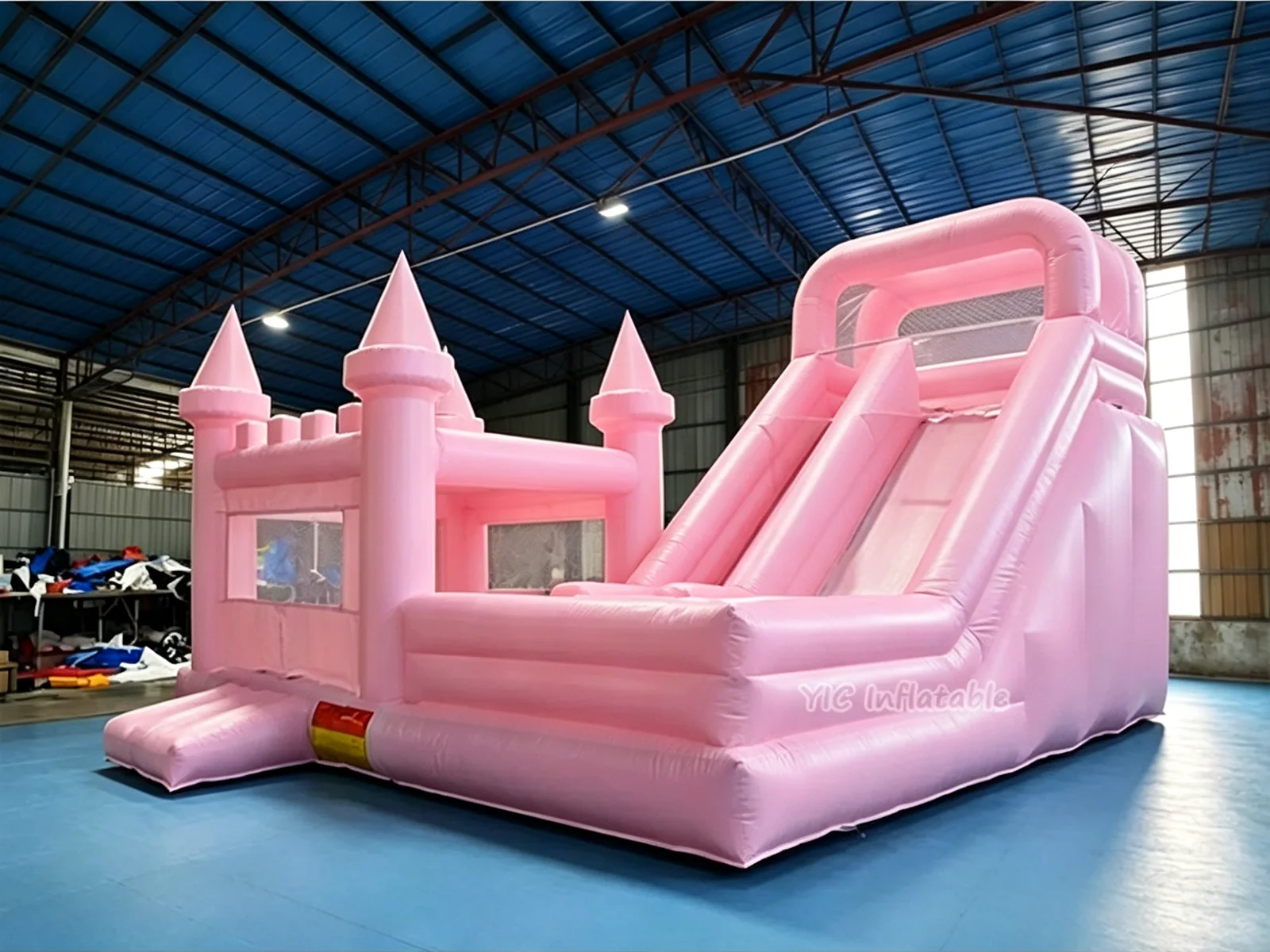 Pink Castle Combo Bounce House front view