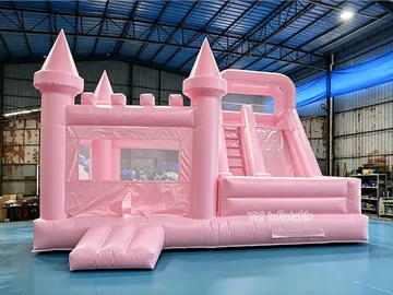 Pink Castle Combo Bounce House side view