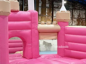 Pink Bounce Castle with Slide for Rental commercial attraction view