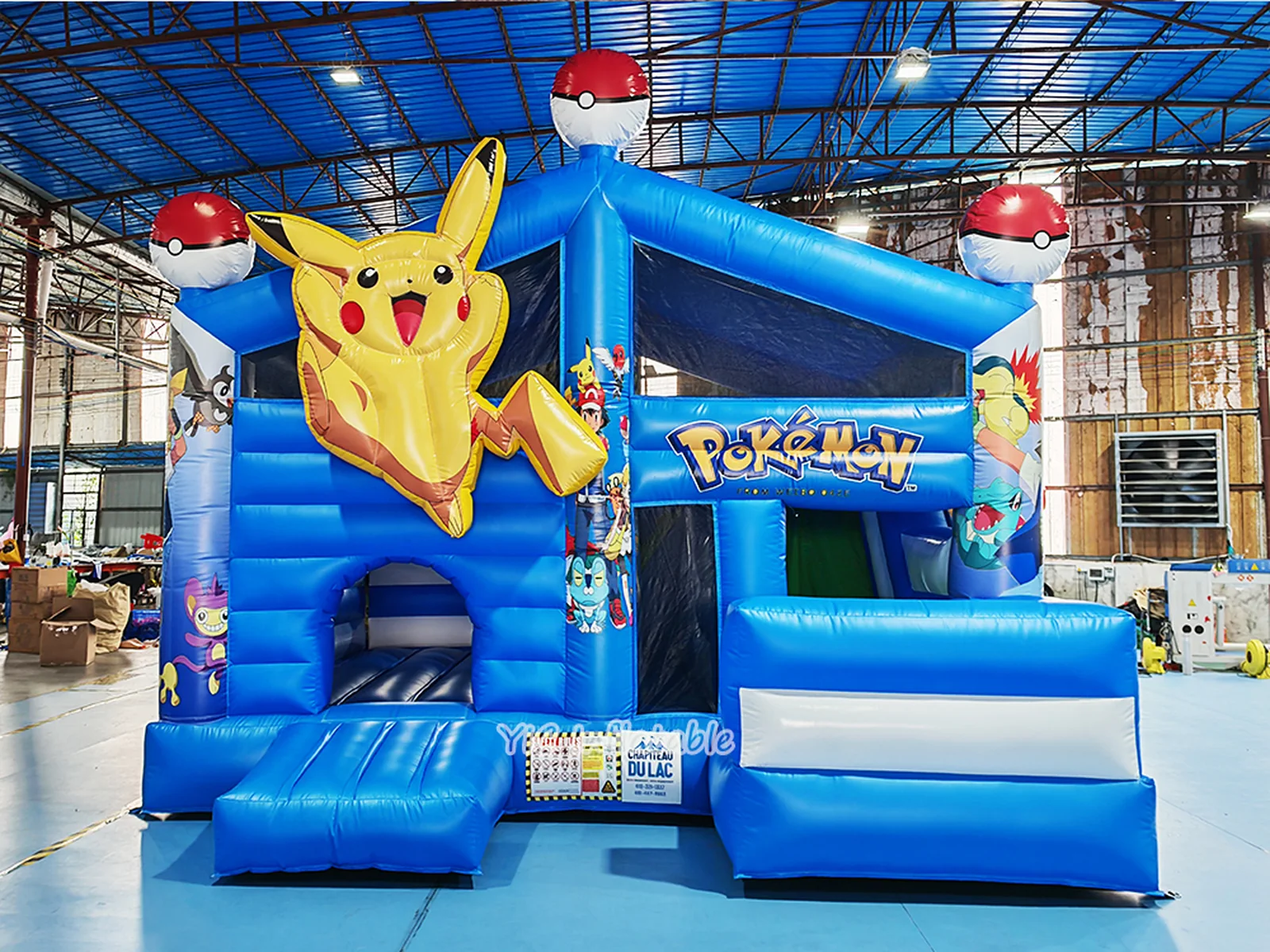 Pokemon Bounce House with Slide front view
