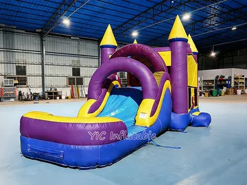 princess themed inflatable bounce-and-slide attraction detail view