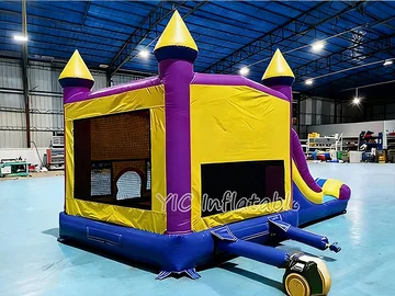 princess themed inflatable bounce-and-slide attraction detail view