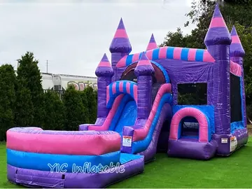 Castle Bounce House with Slide and Pool front view