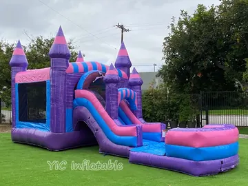 Castle Bounce House with Slide and Pool side view