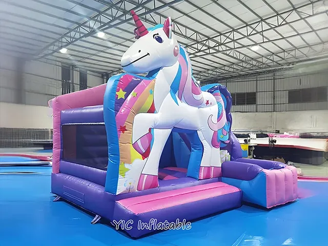 Commercial Purple Unicorn Castle Bounce House product image