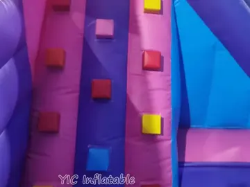 unicorn themed inflatable bounce-and-slide attraction detail view