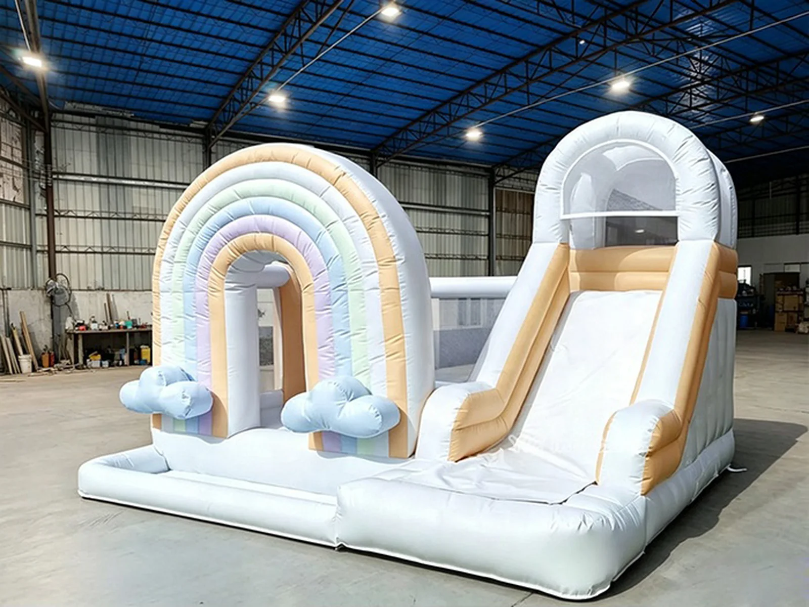 Jump and Play Rainbow Bounce House front view