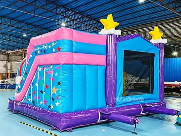 unicorn themed inflatable bounce-and-slide attraction detail view