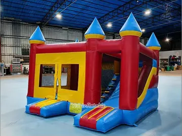 Red Yellow and Blue Bounce House front view