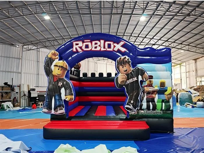 roblox themed inflatable bounce-and-slide attraction front view