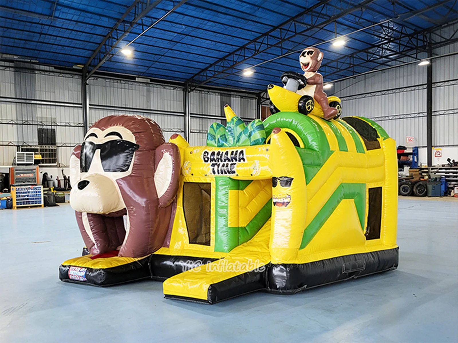 safari themed inflatable bounce-and-slide attraction front view