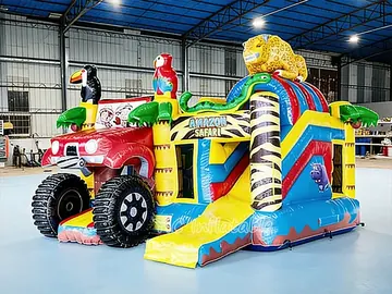 Jumporange Safari Bounce House with Slide play layout