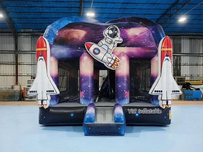 Spaceship Inflatable Jumper with Pool front view