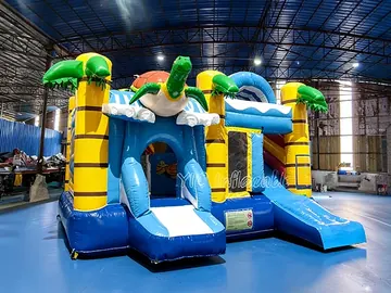 Tropical Bounce House Slide Combo front view