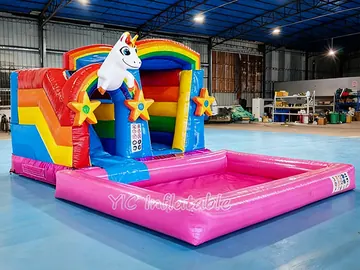 Unicorn Water Slide Pool Combo side view